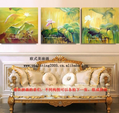 shipment handmade painting sofa wall background pictures on the wall lotus home decoration water lily art flowers