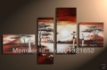 whole hand-painted hi-q modern art home decorative landscape oil painting on canvas the women by the lake 4pcs/set framed