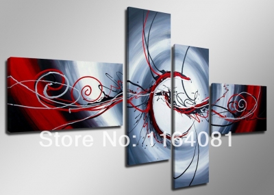 hand made abstract passion red abstract mood high q. abstract wall decor oil painting on canvas 4pcs/set no framed