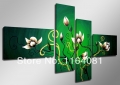 hand made green spring flowers high q. abstract wall decor oil painting on canvas 4pcs/set noframed paintings