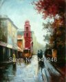 2013 hand-painted hi-q modern art home decorative impression cityscape huge size oil painting on canvas streetscape -06 1pc/set