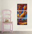 2014 golden forest tree home decoration abstract oil style painting on canvas 3 piece wall art pictures