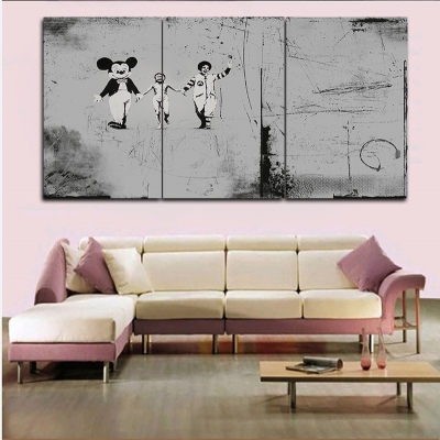 2016 banksy framed printed clown painting on canvas room decoration print hd poster picture canvas framed