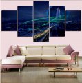 2016 new 5 pcs framed large hd night view no frame canvas print painting for living room wall art picture gift decoration home