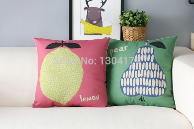 2pcs fruits lemon and pear , blue pillow cover, sofa pillow, cushion pillow , decorative cushion covers, throw pillows