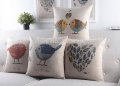 4pcs birds -cotton&linen throw pillow/cushion cover for sofa/couch/car/office/home decor pillowcase 18