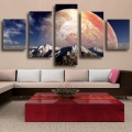 5 pane the big moon hd painting canvas wall art picture home decoration living room decoration canvas print modern unframed