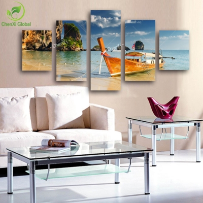 5 panel sail boat paintings pictures cuadros decoracion painting for living room canvas art home decor unframed wedding