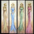 abstract figure hand painted 4 pieces group oil painting on canvas tds-th041