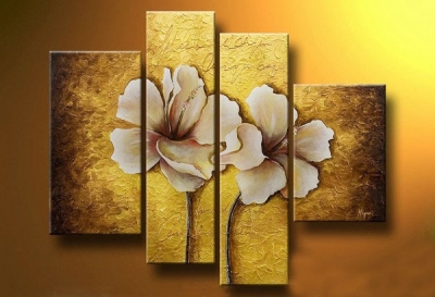 abstract flower hand painted 4 pieces group oil painting on canvas tds-th097