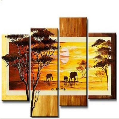 hand painted paintings wall pictures on canvas oil painting for living room landscape group of abstract elephant animal