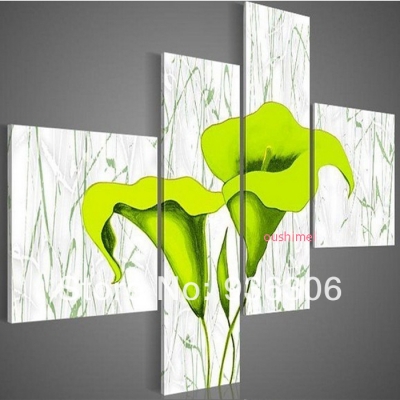 hand painted picture wall art realist green lily flower painting on canvas wall pictures for living room unique gift