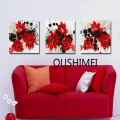 handmade 3 p wall painting modern landscape home decor picture painting on canvas red flowers craft for living room decor