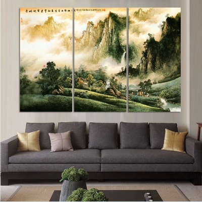 luxry 3pcs/set landscape oil painting print on canvas home decoration for restaurant & livingroom wall art whole no frame