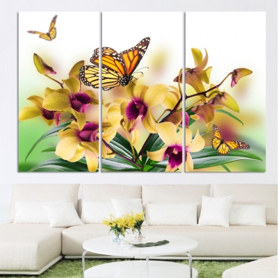 luxry modern canvas print painting wall picture 3 pcs (no frame) pink flowers wall art picture home decoration living room or be