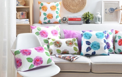 plush cushion flower two size printed a grade cotton canvas pillow case /cushion (custom size )