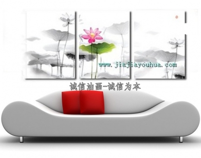 shipment new hand painting living room decoration mural paintings abstract 3 piece black&white water lily art sets flowers