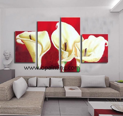 slae handmade painting sofa wall background paintings mural modern home decoration classical flower 4 red sole lily calla