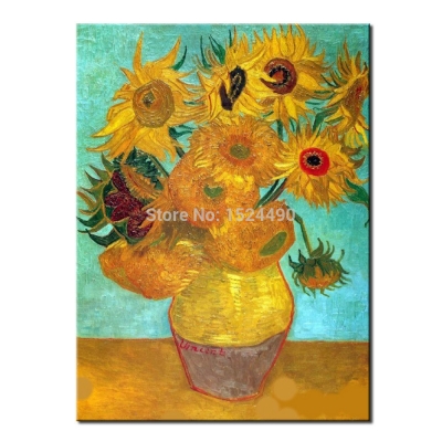 the vase that 12 sunflower of vincent van gogh hand painted famous oil painting on canvas wall art picture for home decoration