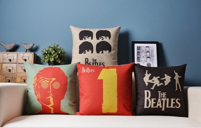 whole 2pcs/lot beatles music home decoration cotton linen blend cushion pillow cushion covers pillow case