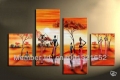 whole hand-painted hi-q modern home decorative landscape oil painting on canvas villagers busy and happy life4pcs/set framed