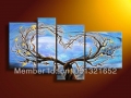 whole hand-painted hi-q modern wall art decorative abstract oil painting on canvas love tree 4pcs/set framed