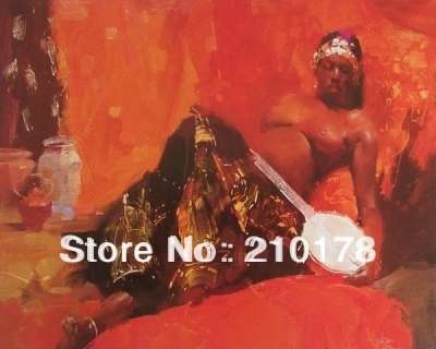 whole oil painting nude sexy woman modern wall decor art oil painting hand-painted df-089 banjo player