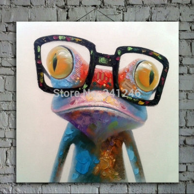 hand-painted modern wall art picture for living room home decor abstract happy frog cartoon animal oil painting on canvas