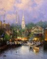 2013 hand-painted hi-q modern art home decorative impression cityscape huge size oil painting on canvas streetscape -10 1pc/set