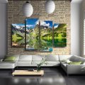 2015 4 panel blue sky mountain with lake large hd picture decorative art print painting on canvas for living room wall unframed