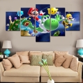 2016 5 panel wall art cartoon group oil painting super mario galaxy on canvas for wall decor wall art gifts for children del