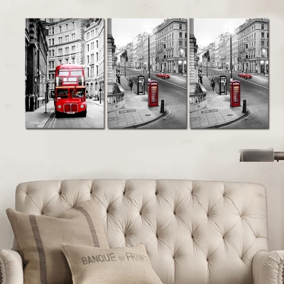 2016 new3 panel modern printed london building city wall art painting picture town landscape home decor for living room no frame