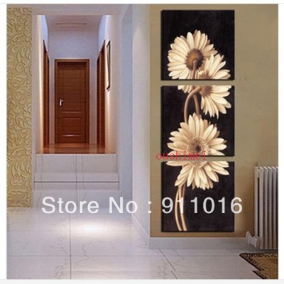 3 panel sell modern wall painting flower home art picture painted on canvas handmade flowers art chrysanthemum