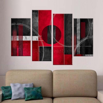 4 pieces / set modern oil painting on canvas picture oil painting wall pictures for living room circle abstract