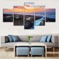 5 framed high-quality modern printed on canvas seaside sunset oil painting wall hanging living room decoration pictures framed