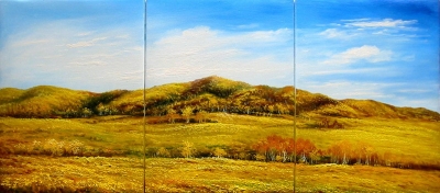 abstract landscape hand painted 3 pieces group oil painting on canvas tds-th068