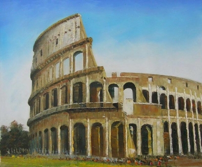 abstract the colosseum or coliseum hand painted oil painting on canvas 60x90cm