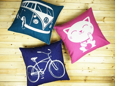 bluxury bus and bike printed pillowcase square waist throw pillow case home office decor sofa car back cushion cover