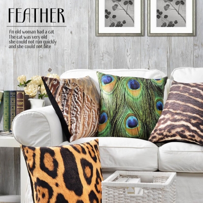 euphoria/calitime cushion covers decorative pillows shell home sofa peacock feather printed