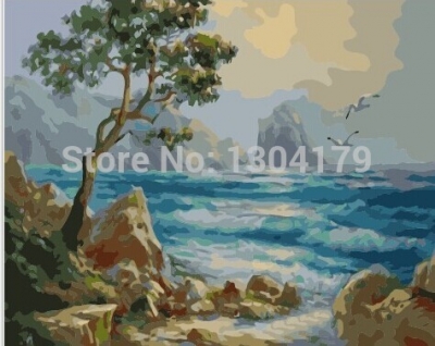 frameless diy painting by numbers digital oil painting sea and mountain 40 50cm acrylic painting uniuqe gift home decor