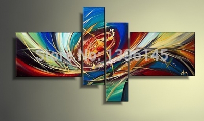 hand-painted abstract colorful life line home decoration modern abstract oil painting on canvas 4pcs/set