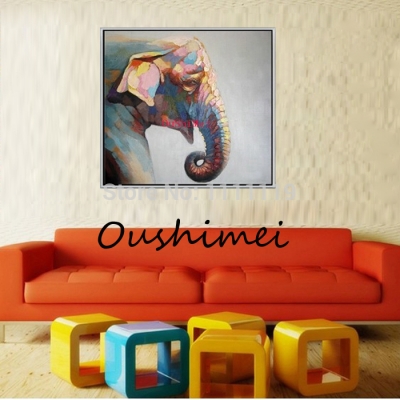 hand painted animals oil painting for living room wall pictures abstract elephant paintings with frame canvas pictures decor