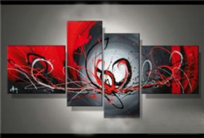 hand-painted hi-q abstract modern home decorative oil-paintings on canvas--dancing colors 4pcs/set framed