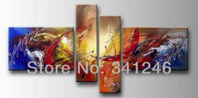 hand-painted hi-q modern fashion wall art home decorative abstract group oil painting on canvas colours texture 4pcs/set framed-