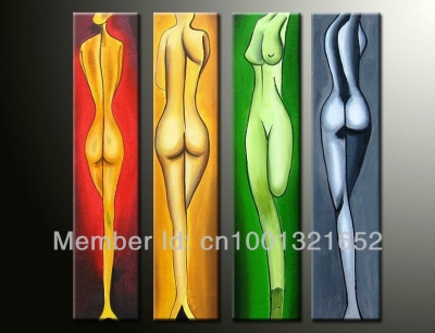 hand-painted hi-q modern wall art home decorative abstract figure oil painting on canvas human body art4pcs/set framed