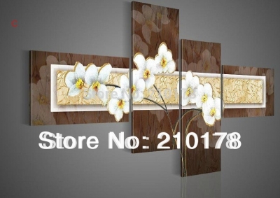 hand-painted oil wall art quietly elegant white flowers decoration abstract landscape oil painting on canvas 4pcs/set dy-010