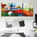 hand painted pure and fresh rural fields woods landscape wall home decor oil painting on canvas 3pcs/set pictures