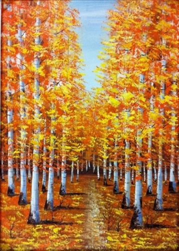 handmade landscape home decor oil painting on canvas view art picture for bedroom wall art craft yellow tree road autumn paint