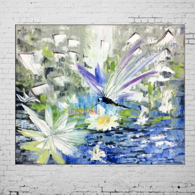 handmade modern knife landscape pictures on canvas painting acrylic paintings dragonfly water pictures new abstract oil painting