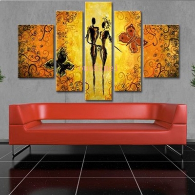 handmade oversize 5pcs handmade modern oil painting wall art--our romance abstract on canvas gifts home craft landscape